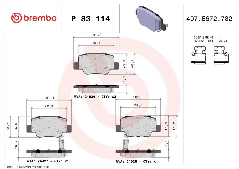 BREMBO P83114 Arka Fren Balatası 044660F011 resmi