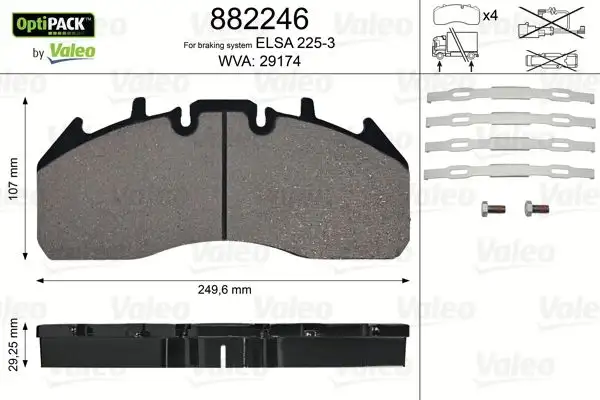 VALEO 882246 Ön Fren Balatası resmi