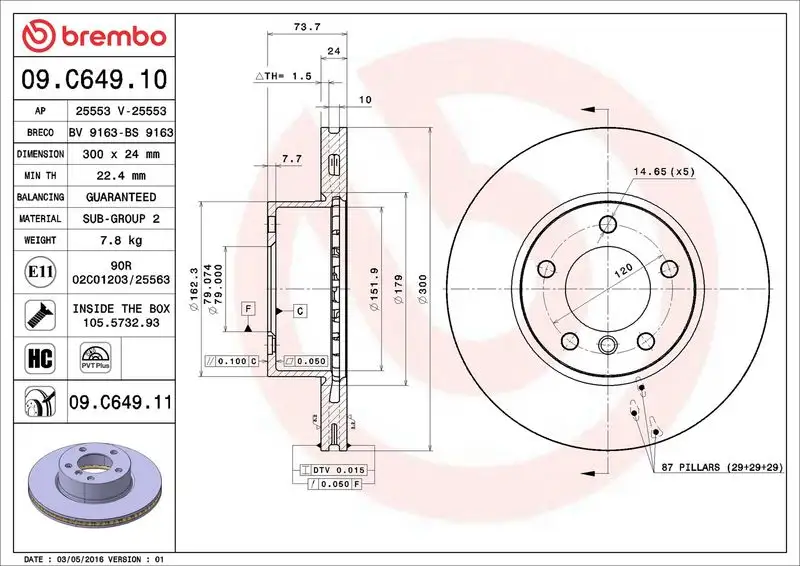 BREMBO 09.C649.11 Ön Fren Diski resmi