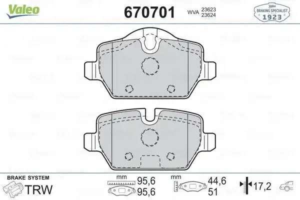 VALEO 670701 Arka Fren Balatası resmi