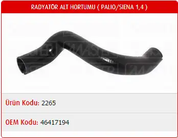 MASTER M2265 Radyatör Alt Hortumu 46417194 resmi