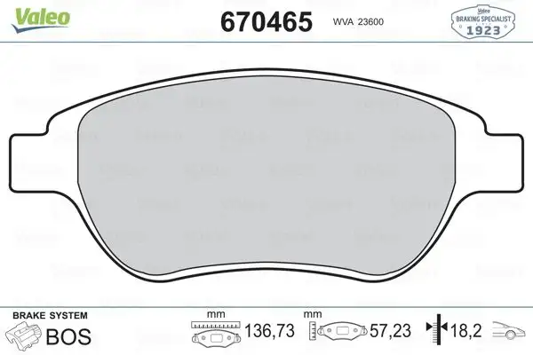 VALEO 670465 Ön Fren Balatası resmi