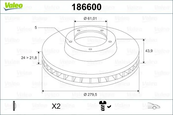 VALEO 186600 Ön Fren Diski resmi