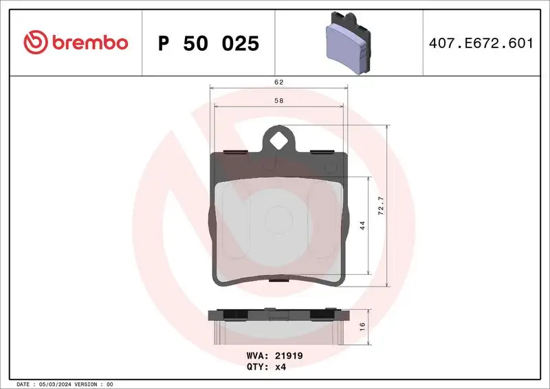 BREMBO P50025 Arka Fren Balatası resmi