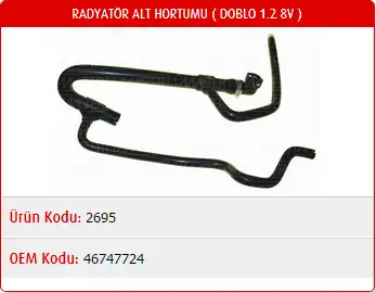 MASTER M2695 Radyatör Alt Hortumu 46747724 resmi