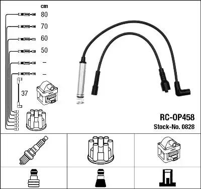 NGK 0828 (RCOP458) Buji Kablosu resmi