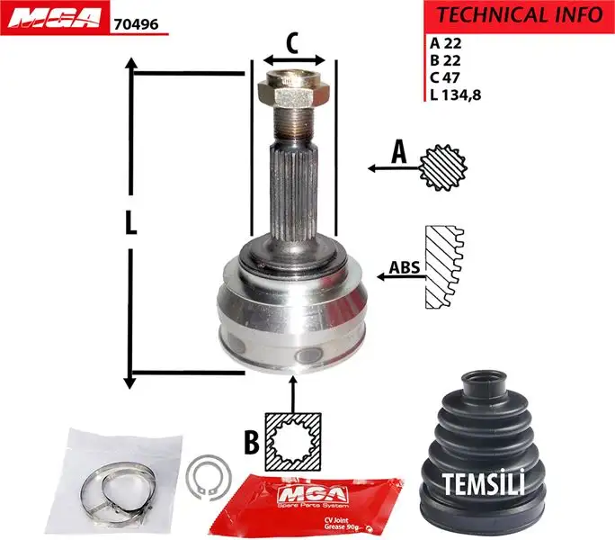 MGA 70496 Aks Kafası (Dış) 6U0498099A resmi