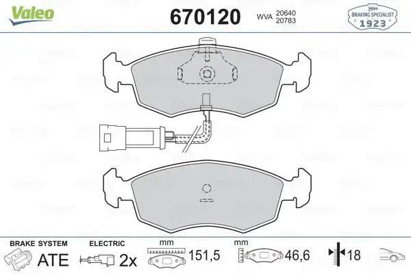 VALEO 670120 Ön Fren Balatası resmi