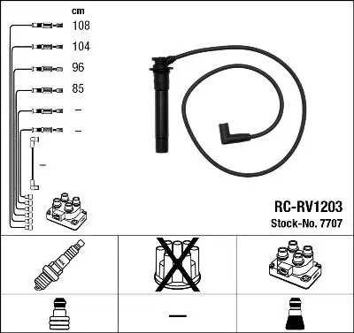 NGK 7707 (RCRV1203) Buji Kablosu resmi