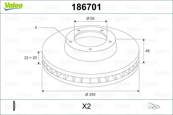 VALEO 186701 Ön Fren Diski 4351212550 resmi