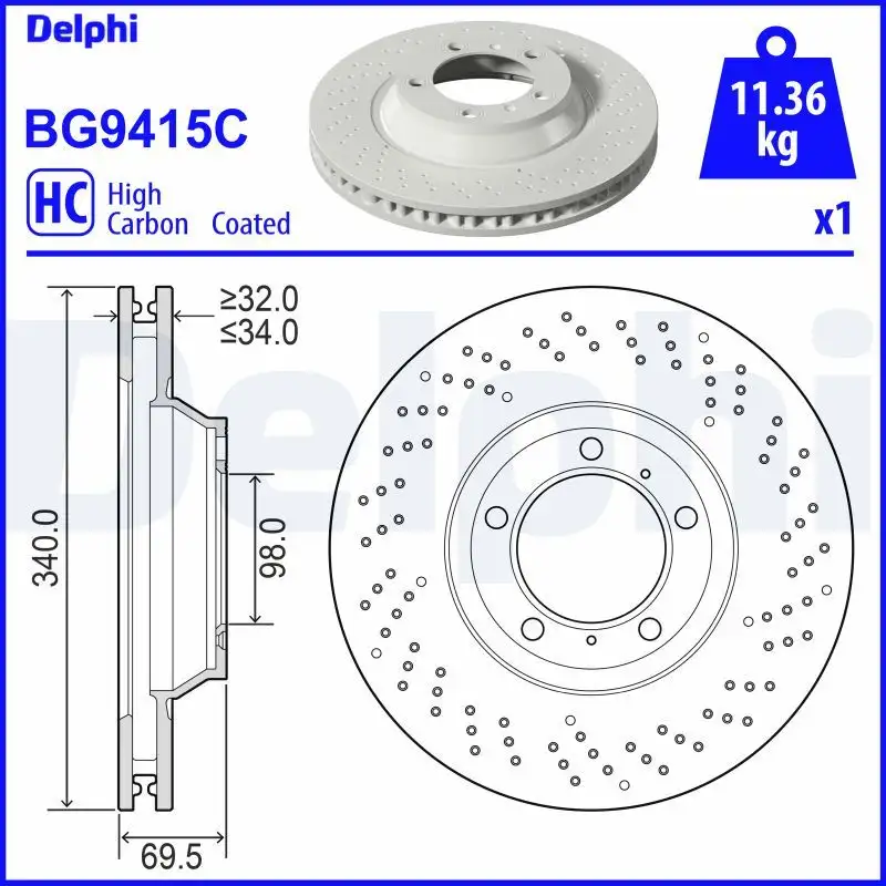 DELPHI BG9415C Ön Fren Diski (Sol) 99135140301 resmi