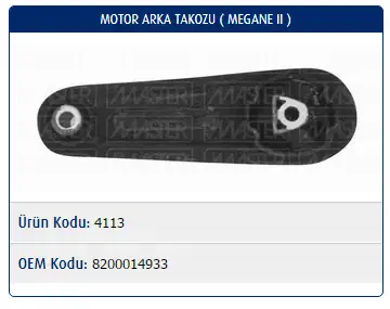 MASTER M4113 Motor Takozu (Arka) 8200014933 resmi