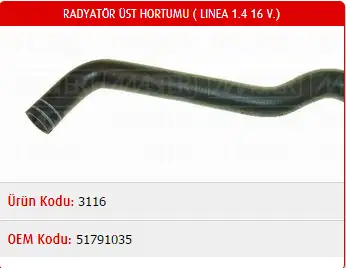 MASTER M3116 Radyatör Üst Hortumu 51791035 resmi