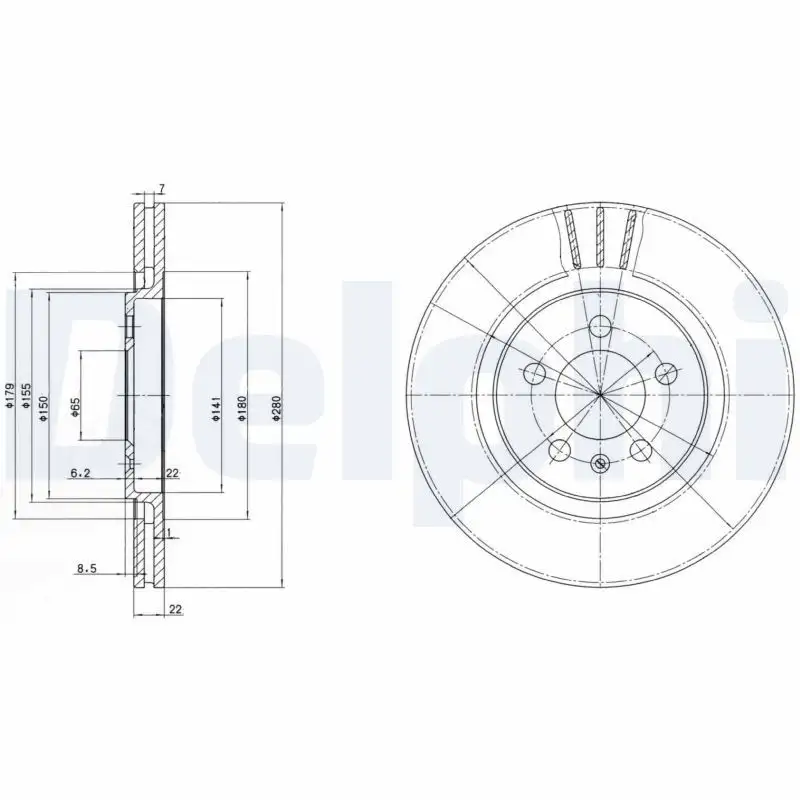 DELPHI BG2713 Ön Fren Diski 1H0615301A resmi