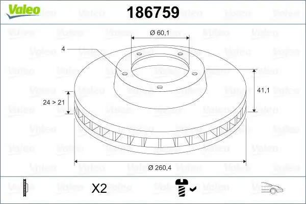 VALEO 186759 Ön Fren Diski 9196050 resmi