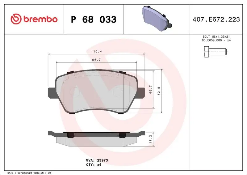 BREMBO P68033X Ön Fren Balatası resmi