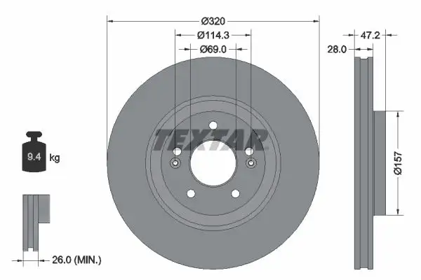 TEXTAR 92306303 Ön Fren Diski 51712D7100 resmi