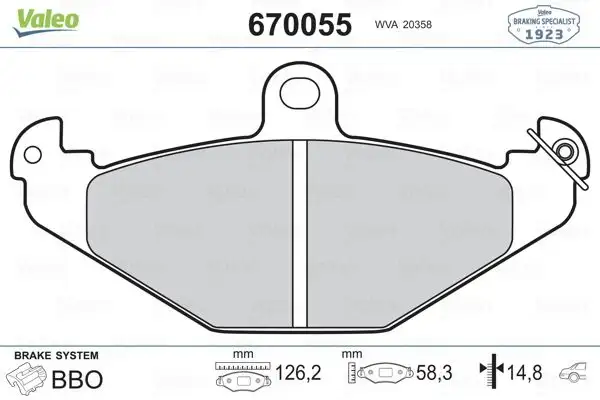 VALEO 670055 Arka Fren Balatası resmi