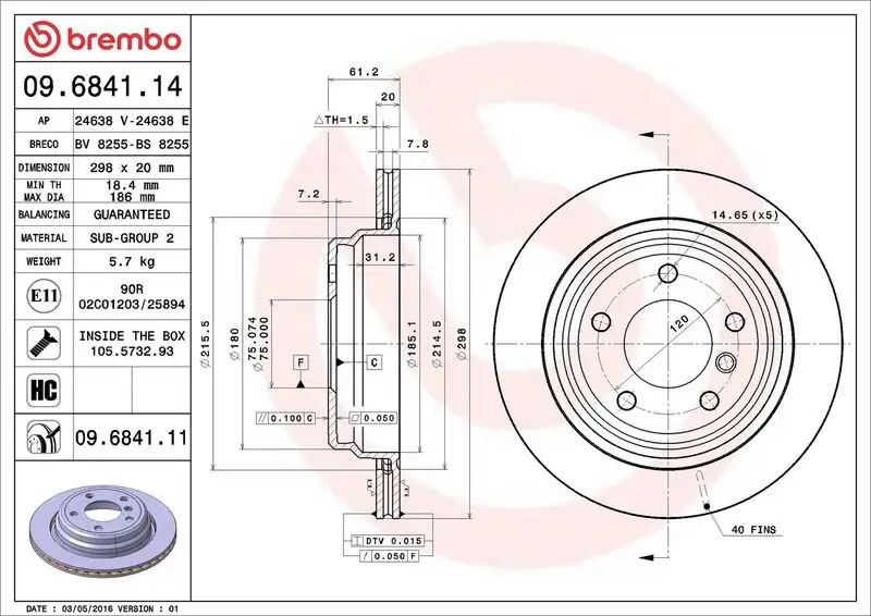 BREMBO 09.6841.11 Arka Fren Diski resmi