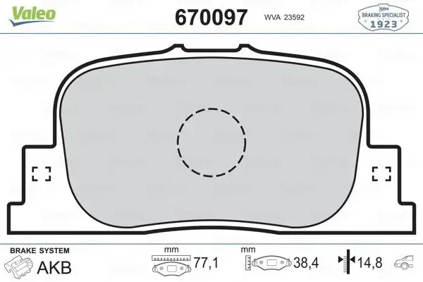 VALEO 670097 Arka Fren Balatası resmi