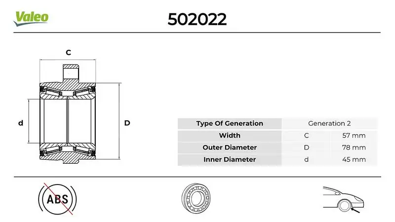 VALEO 502022 Ön Aks Rulmanı 6C111K018AA resmi
