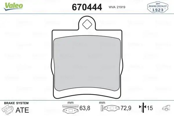 VALEO 670444 Arka Fren Balatası resmi
