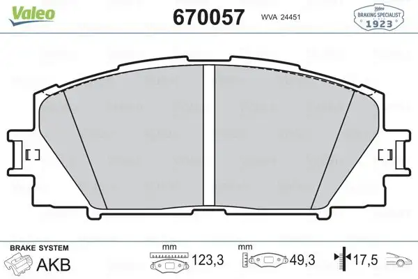 VALEO 670057 Ön Fren Balatası 446512640 resmi