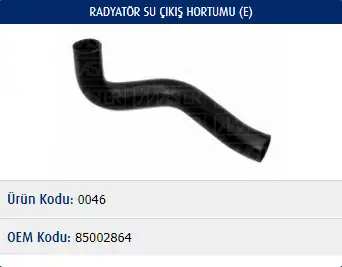 MASTER M0046 Radyatör Alt Hortumu 85002864 resmi