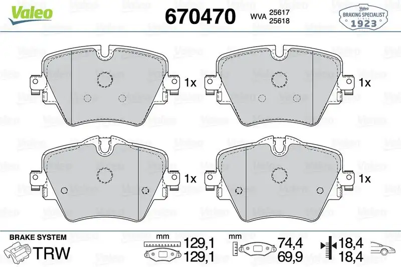 VALEO 670470 Ön Fren Balatası resmi