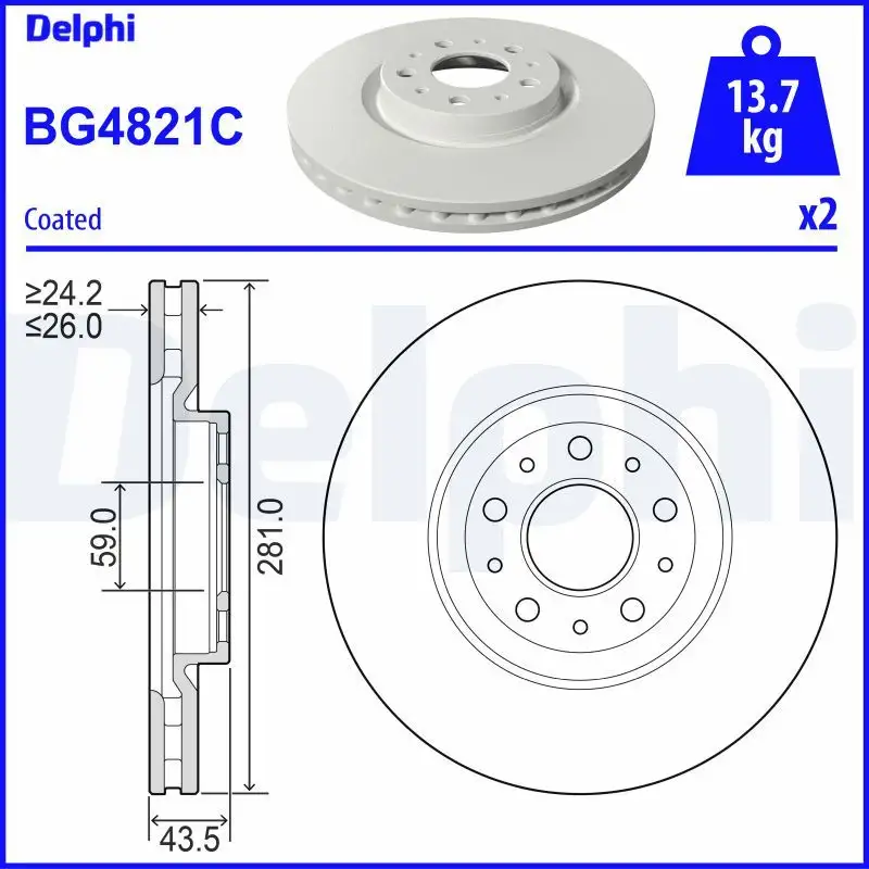DELPHI BG4821C Ön Fren Diski resmi