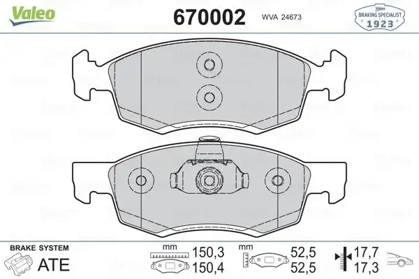 VALEO 670002 Ön Fren Balatası 8671016701 resmi