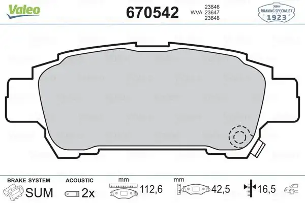 VALEO 670542 Arka Fren Balatası resmi