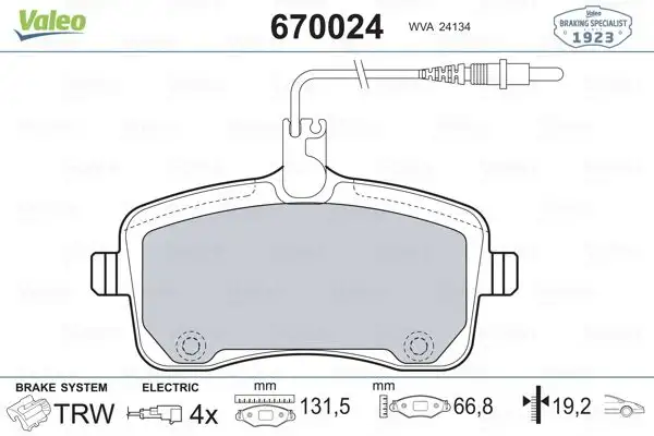 VALEO 670024 Ön Fren Balatası resmi