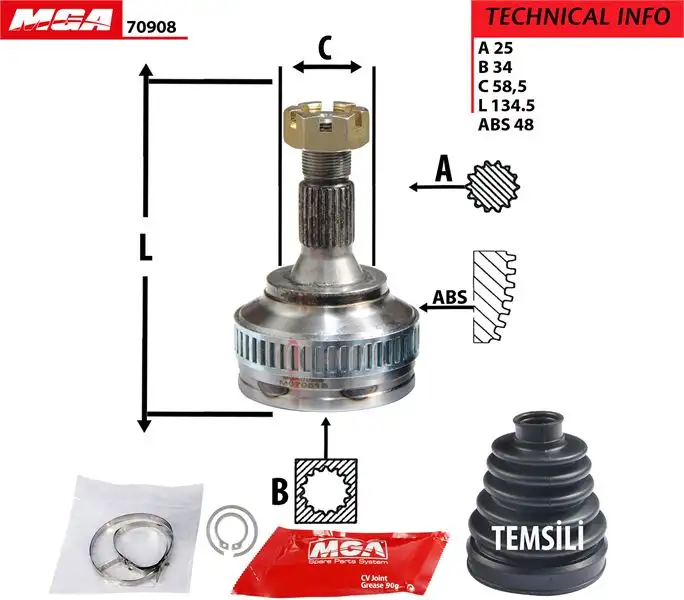 MGA 70908 Aks Kafası (Dış) 3272LP resmi