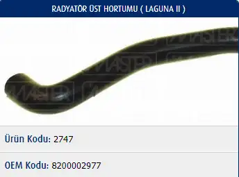 MASTER M2747 Radyatör Üst Hortumu 8200002977 resmi