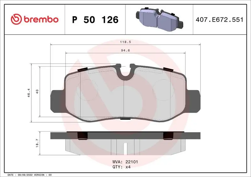 BREMBO P50126 Arka Fren Balatası A4474200320 resmi