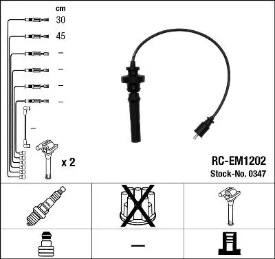 NGK 0347 (RCEM1202) Buji Kablosu MD365102 resmi