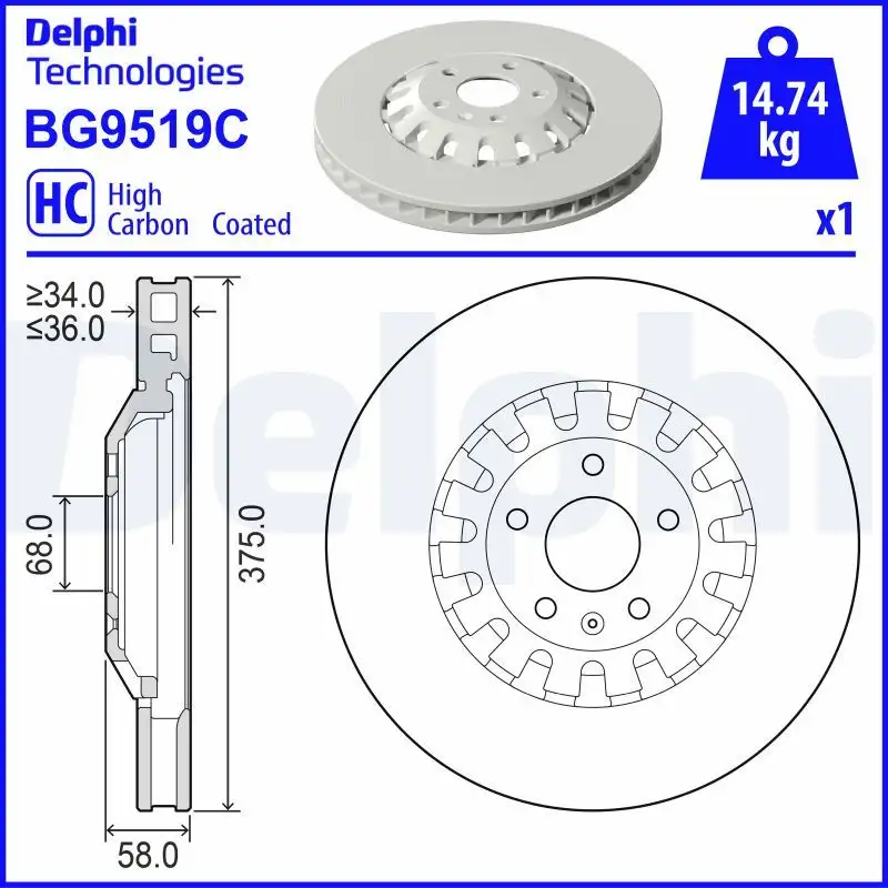 DELPHI BG9519C Ön Fren Diski 4M0615301AS resmi