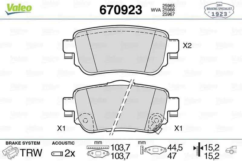 VALEO 670923 Arka Fren Balatası resmi
