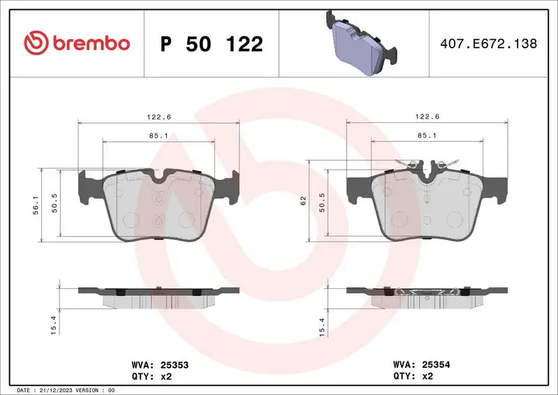 BREMBO P50122 Arka Fren Balatası resmi