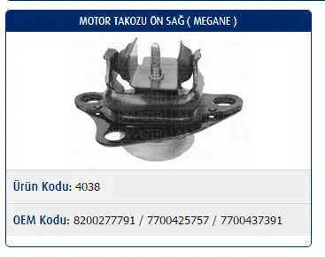 MASTER M4038 Motor Takozu (Sağ) 8200277791 resmi