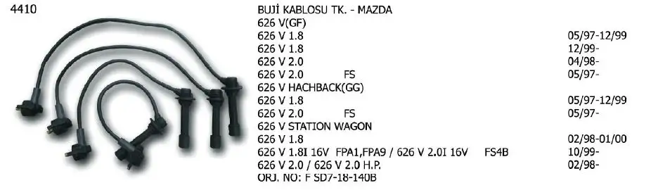 ÜNÜVAR 4410 Buji Kablosu FSD718140C resmi