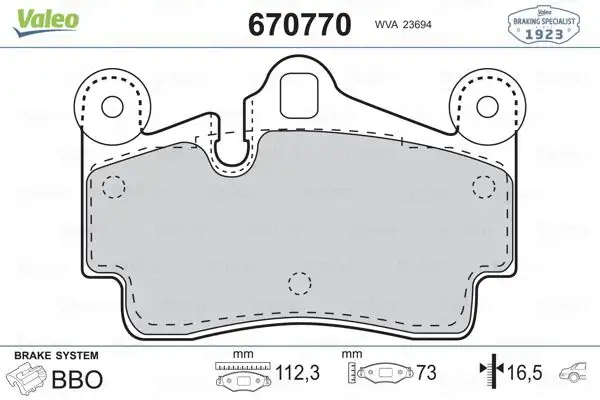VALEO 670770 Arka Fren Balatası resmi