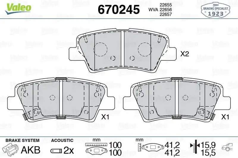 VALEO 670245 Arka Fren Balatası 58302G8A50 resmi