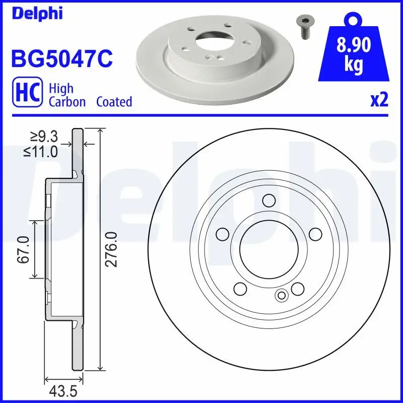 DELPHI BG5047C Arka Fren Diski A2474230112 resmi