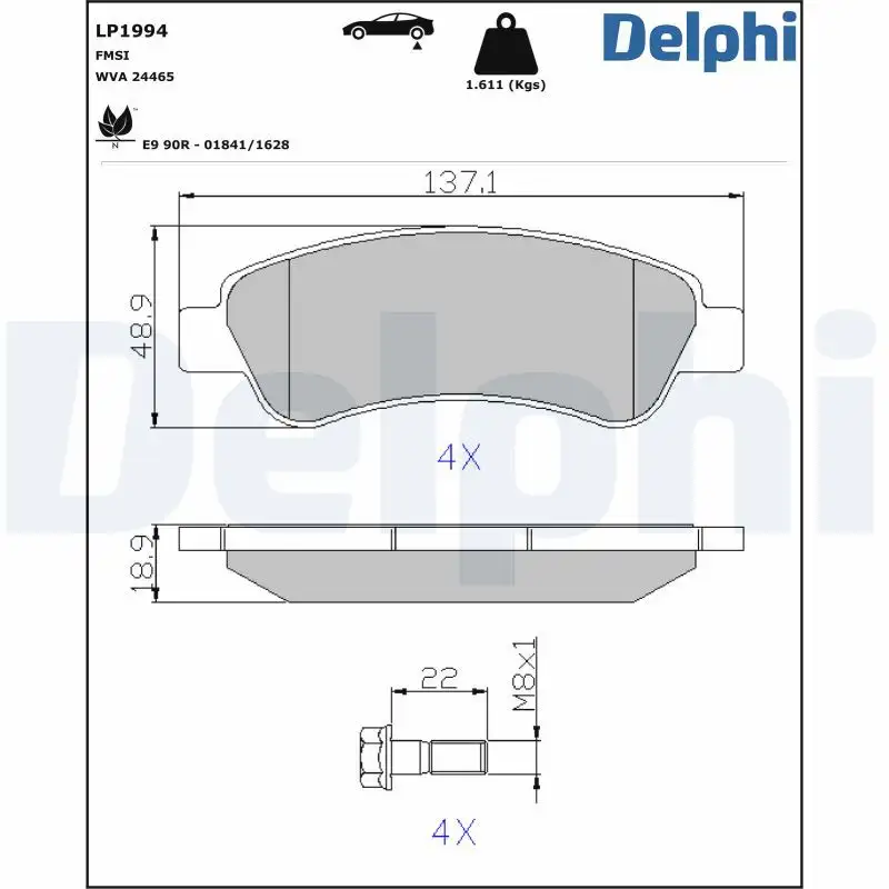 DELPHI LP1994 Arka Fren Balatası resmi