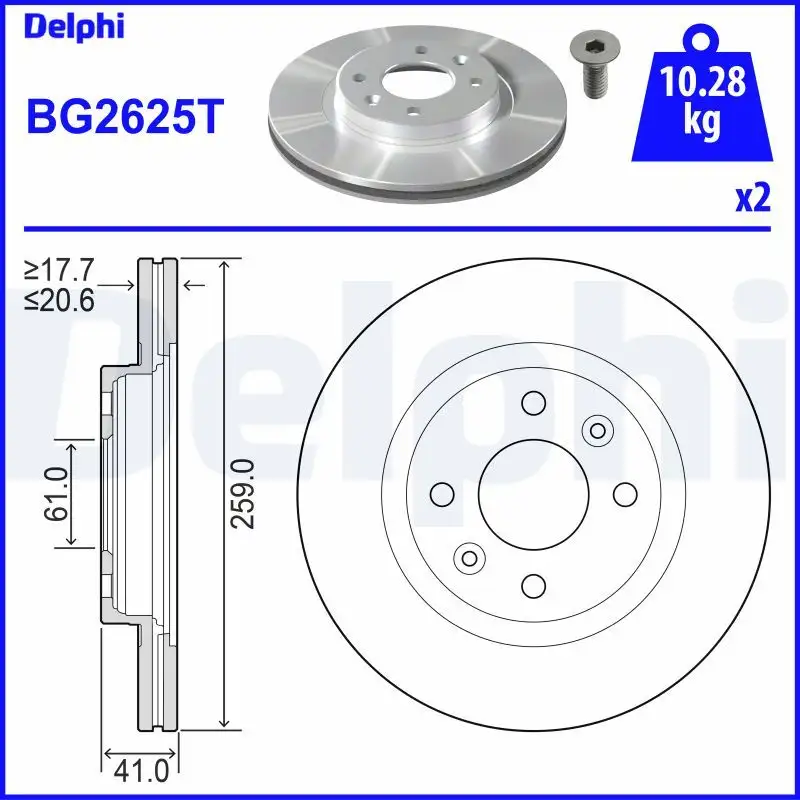 DELPHI BG2625T Ön Fren Diski resmi