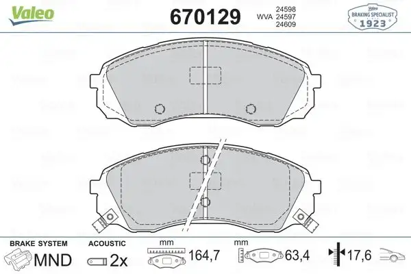 VALEO 670129 Ön Fren Balatası 581014DE00 resmi
