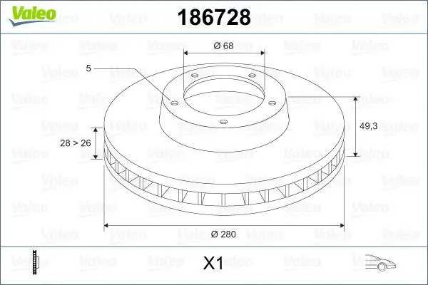 VALEO 186728 Ön Fren Diski resmi