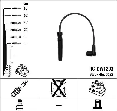 NGK 6022 (RCDW1203) Buji Kablosu 96450249 resmi